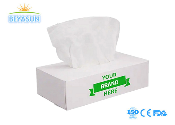 Soft Box Gezichtsweefsel 2 Ply 11GSM 130 bladen Virgin Wood Pulp Wit Flat Box Weefselpapier